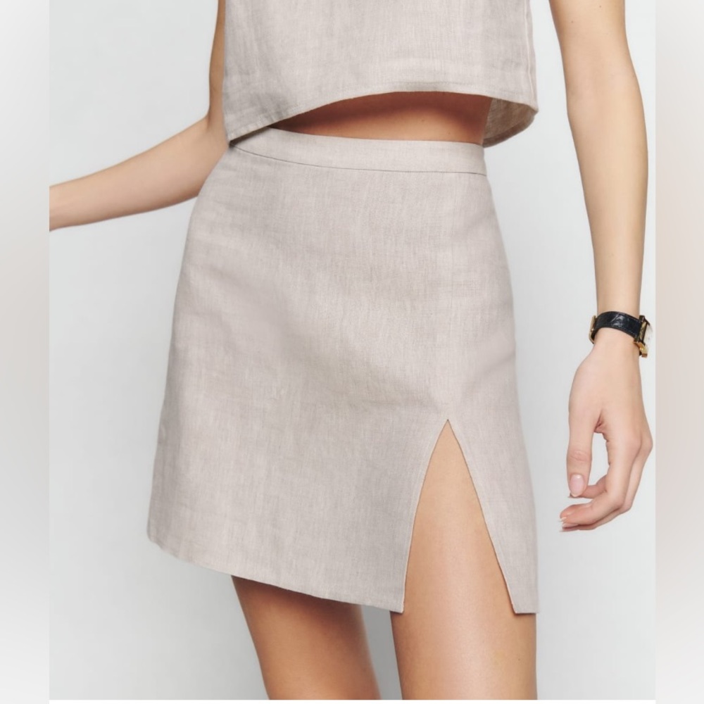 - Reformation Baker Linen Skirt